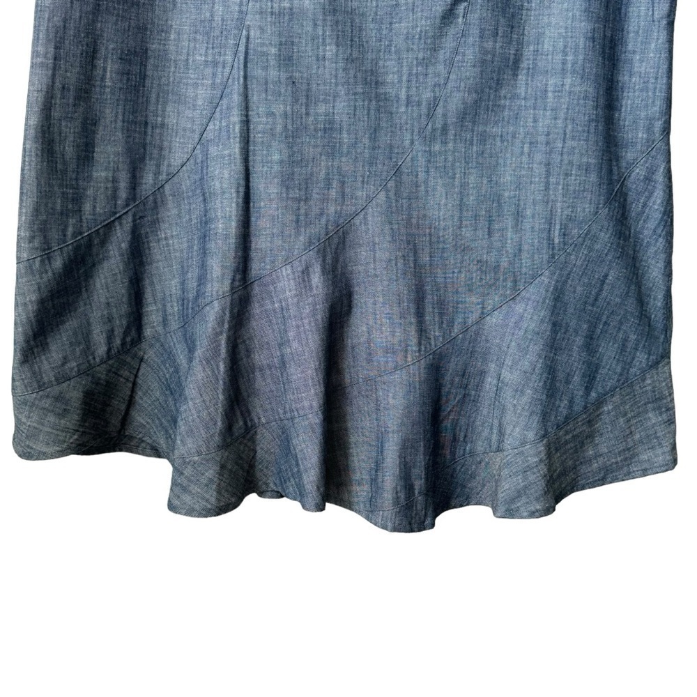 Tatum & Olivia Linen Maxi Skirt Lined Blue Godet Hem Academia Women’s Size 10/12 - Picture 2 of 8